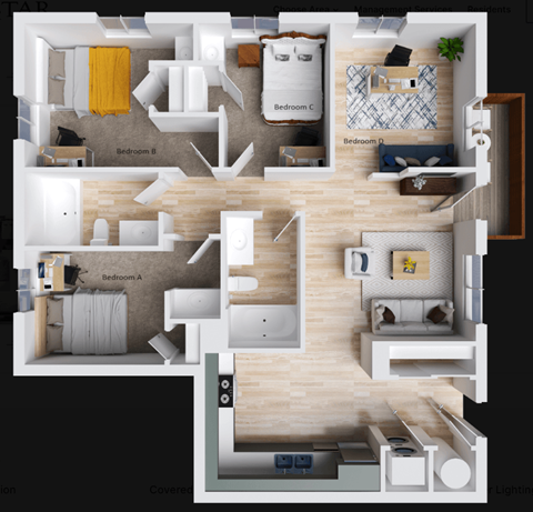 Floor plan for 1 bed, 1 bath, 274 sqft